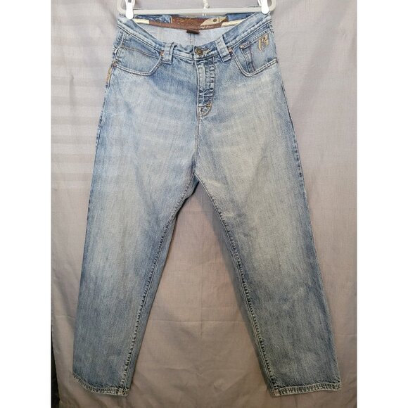 Ruff Ryders Jeans Mens Blue Denim Full Embroidered Logo Pocket Size 34x30 - Picture 2 of 13